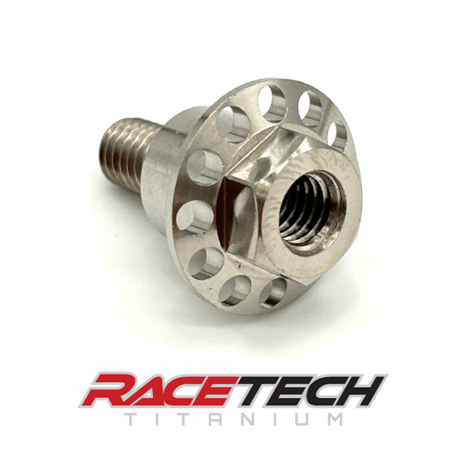 RT61136-0, Titanium M6x1.0x18 Hex Head Flange Bolt (10.85x7.75 Shoulder) Drilled