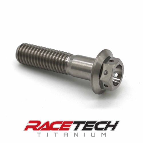 Titanium M8x1.25x33 Hex Head Flange Bolt - Drilled Head