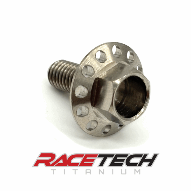 RT61505-1, Titanium M5x0.8x12.5 Hex Head Flange Bolt (8.85x3 Shoulder) Drilled