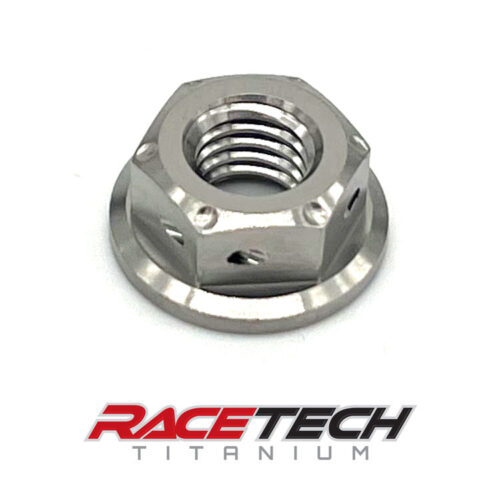 Titanium M8x1.25 Hex Flange Race Spec Drilled Nut, RT61218-N0 (1)R