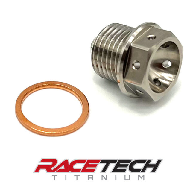 Titanium M16x1.5x12 Oil Drain Sump Bolt w/ Magnet & Crush Washer RT41526-0 (1)